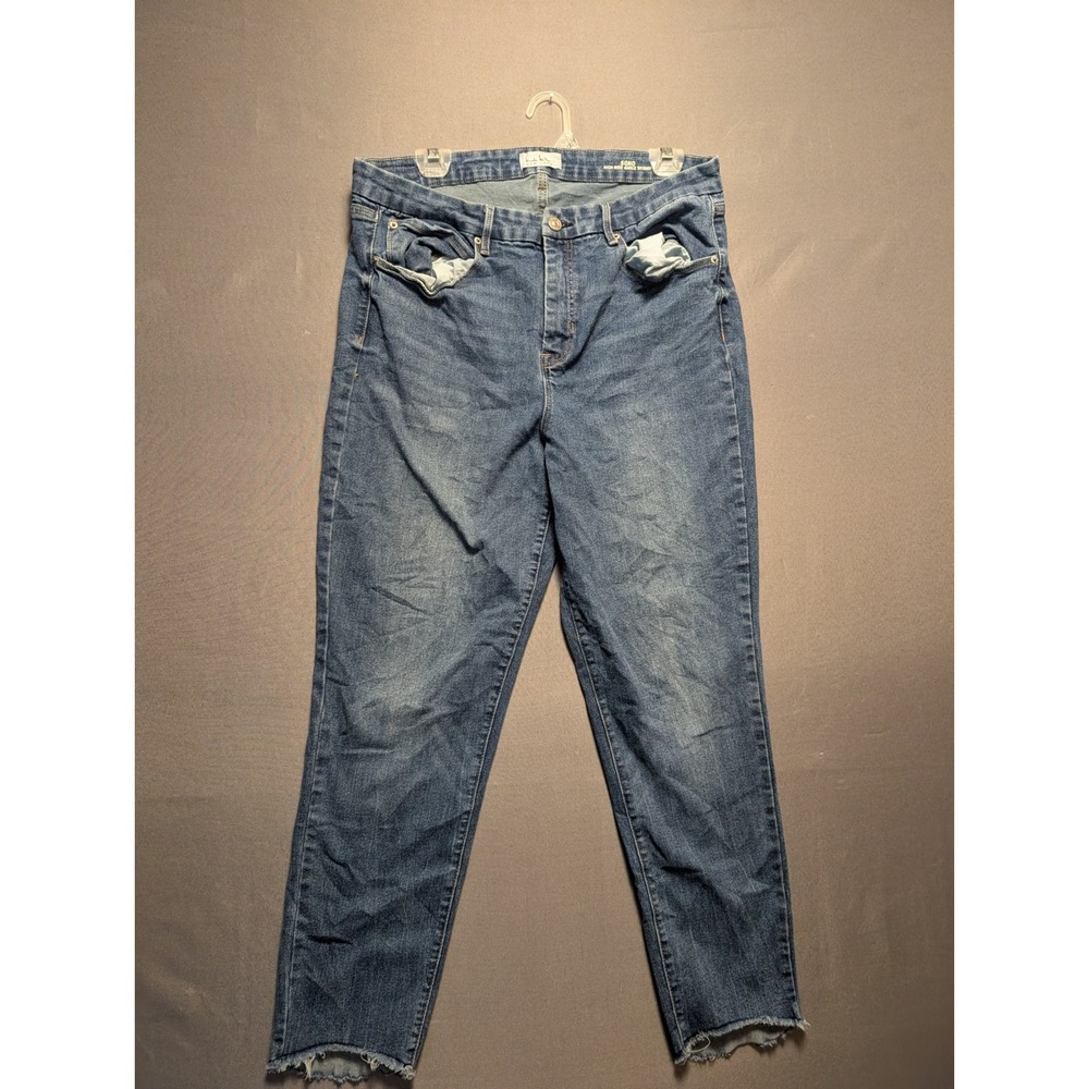 Nicole Miller Soho High Rise Ankle Skinny Jeans Womens 14 Medium Wash Raw Hem